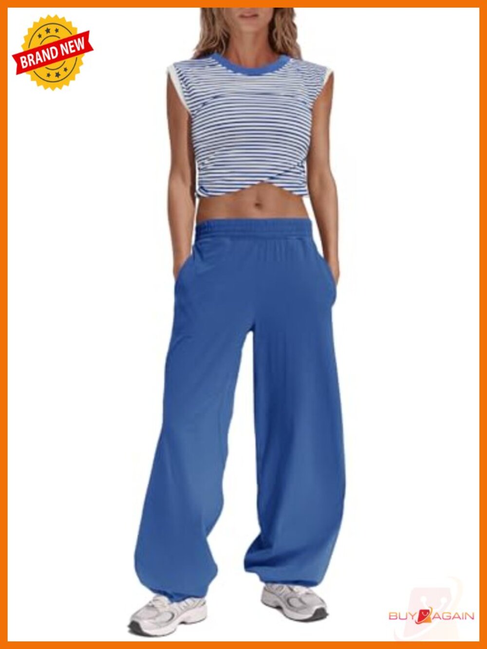 Womens Striped Two Piece Loungewear Set Cap Sleeve Wide Leg Pants